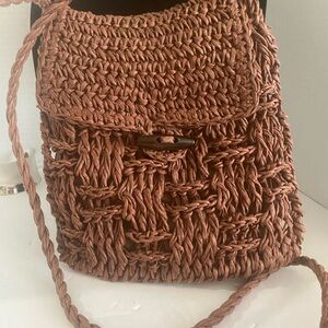 Toyo Brown Raffia Woven Women's Crossbody